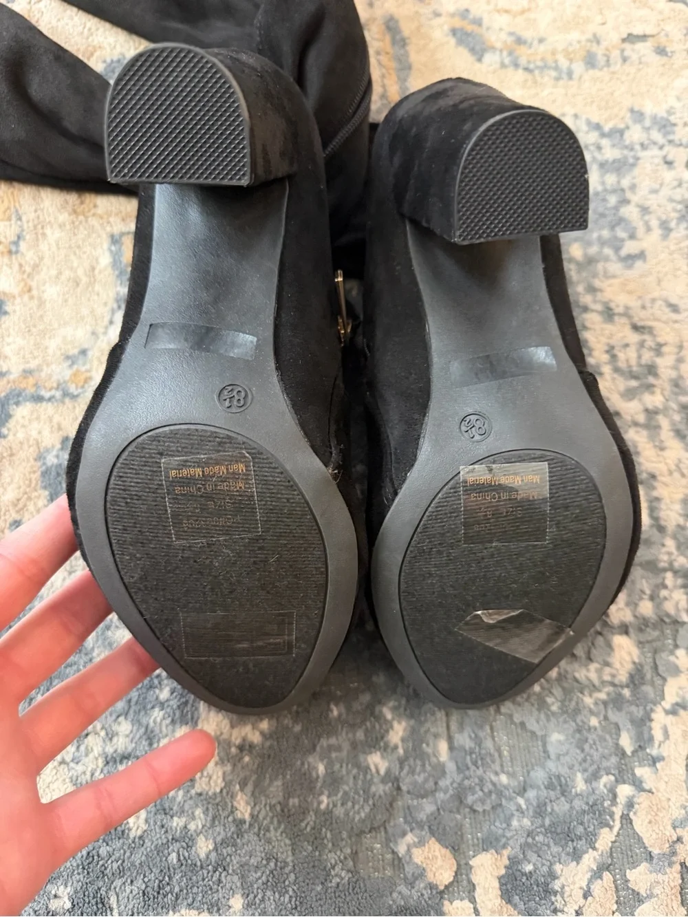 Source Unknown Black Over-the-Knee Block Heel Boots